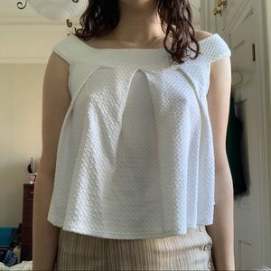 Free People Pleated Jacquard Off the Shoulder Top
